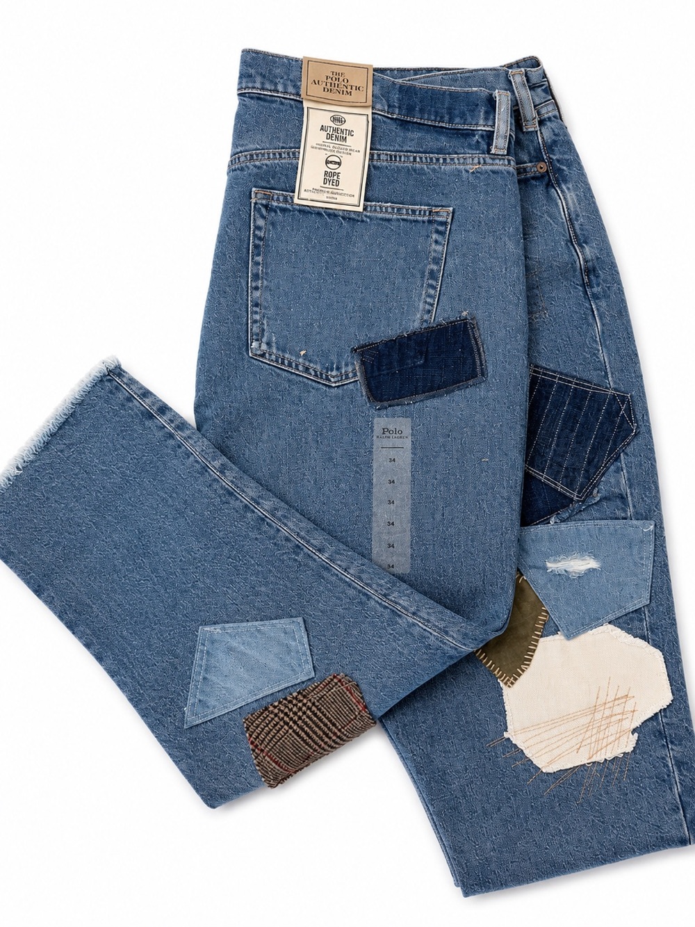 NWT Polo Ralph Lauren Slim Boyfriend Patchwork Jeans 34